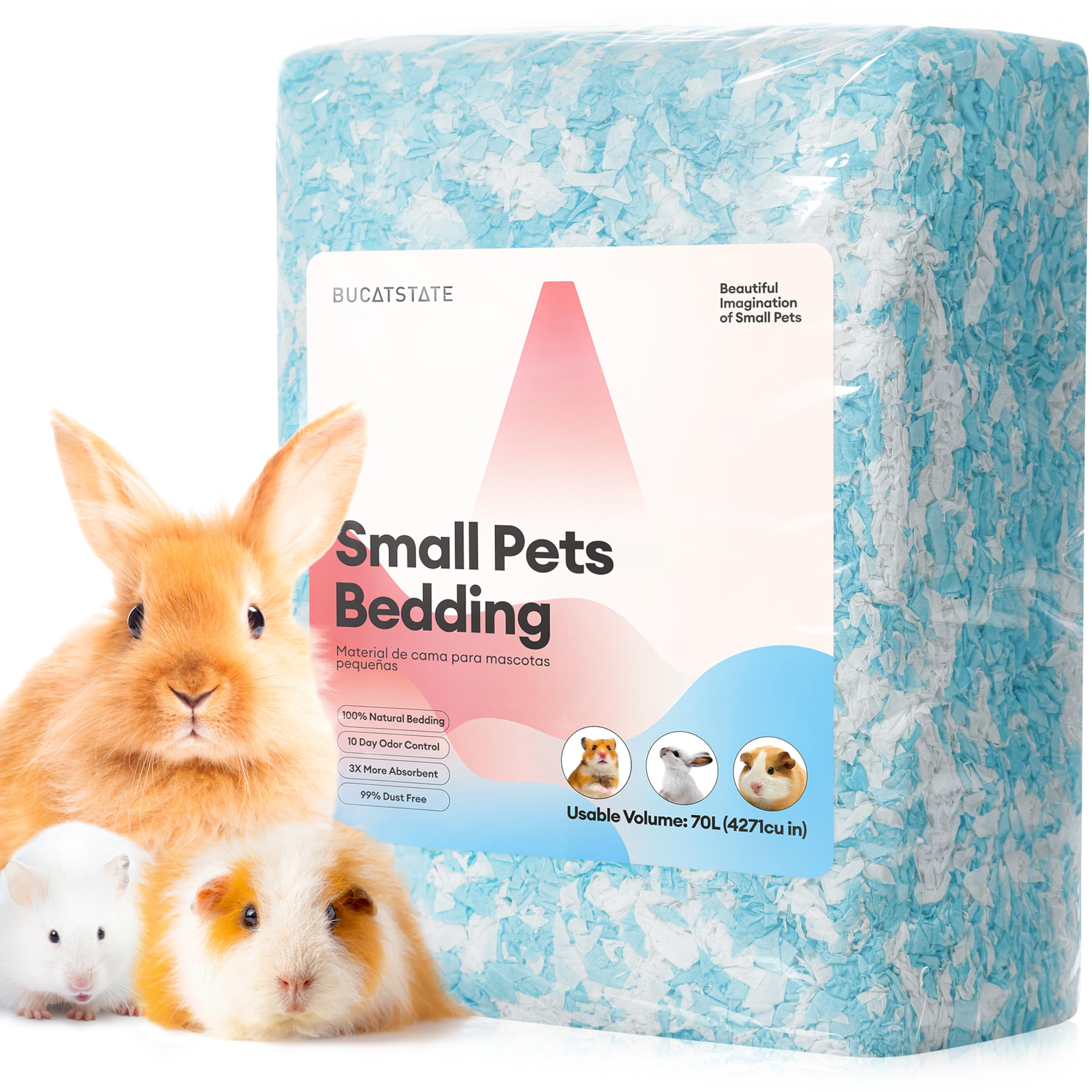 BUCATSTATE 小動物用 紙床材 大容量まとめ売り 20L×7袋＋450g Amazon | BUCATSTATE ハムスター 床材 紙 無塵【圧縮パッケージ 大容量